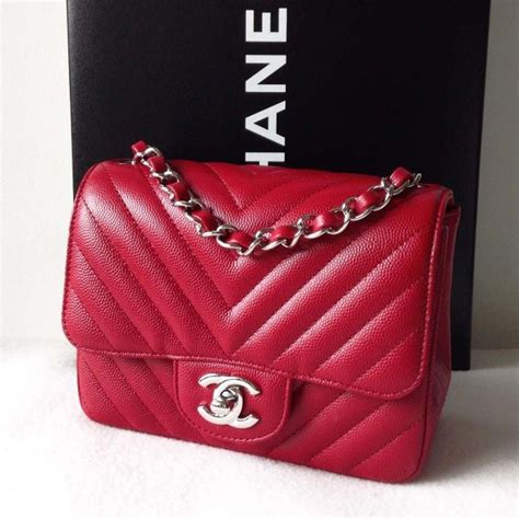 chanel mini red chevron